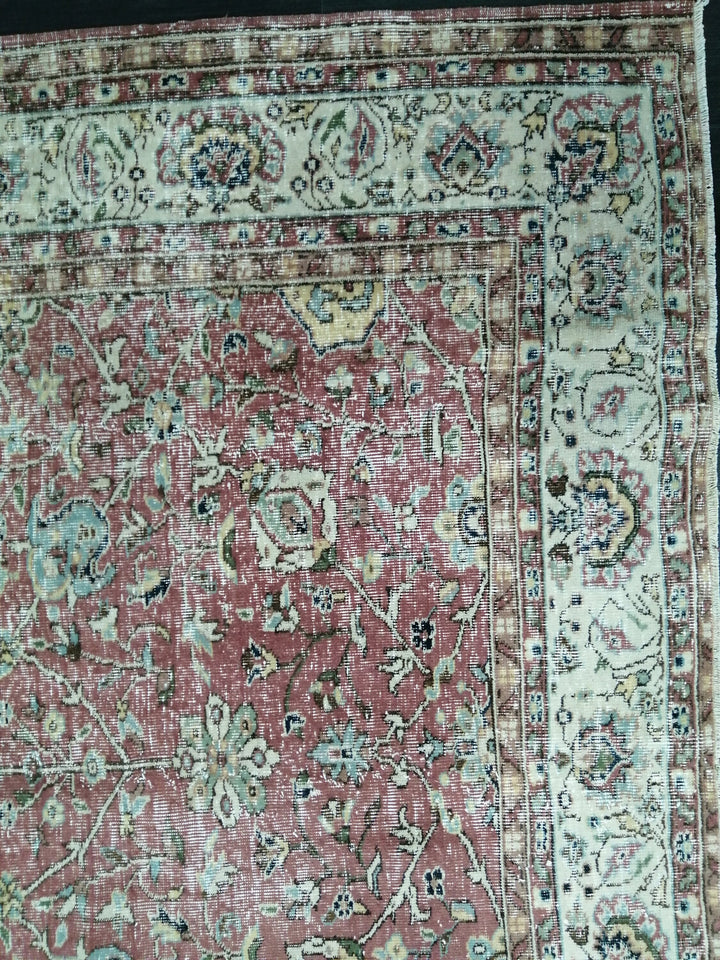 Rust Turkish Runner Rug 6' 11" x 9' 2" Hand-Knotted field
