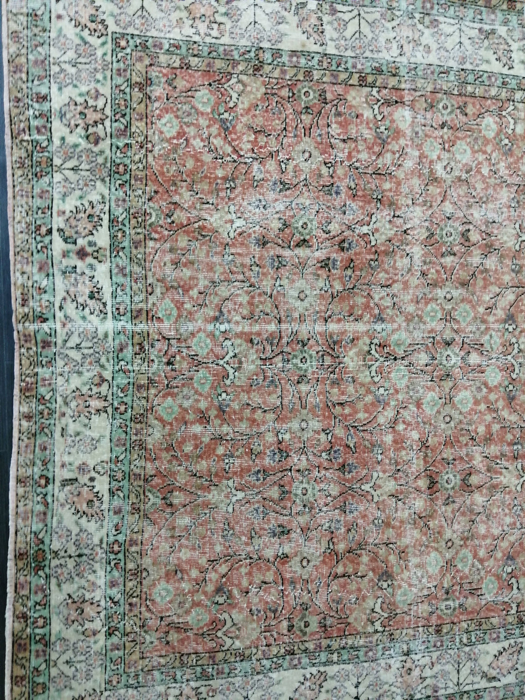 Turkish Oushak Rug 7' 1" x 10' 5" Hand-Knotted close-up