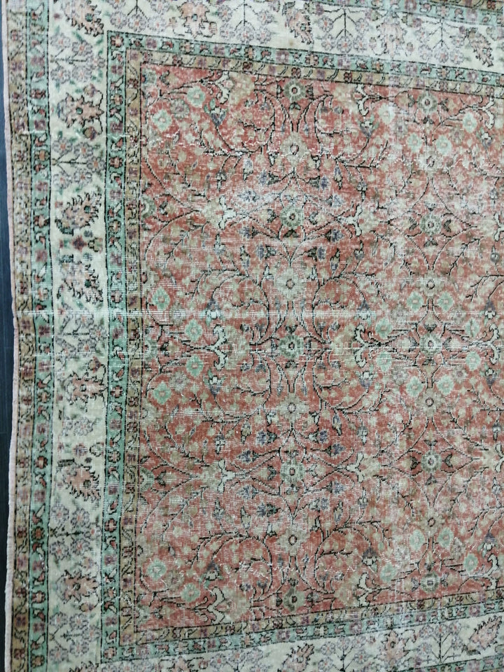 Turkish Oushak Rug 7' 1" x 10' 5" Hand-Knotted close-up