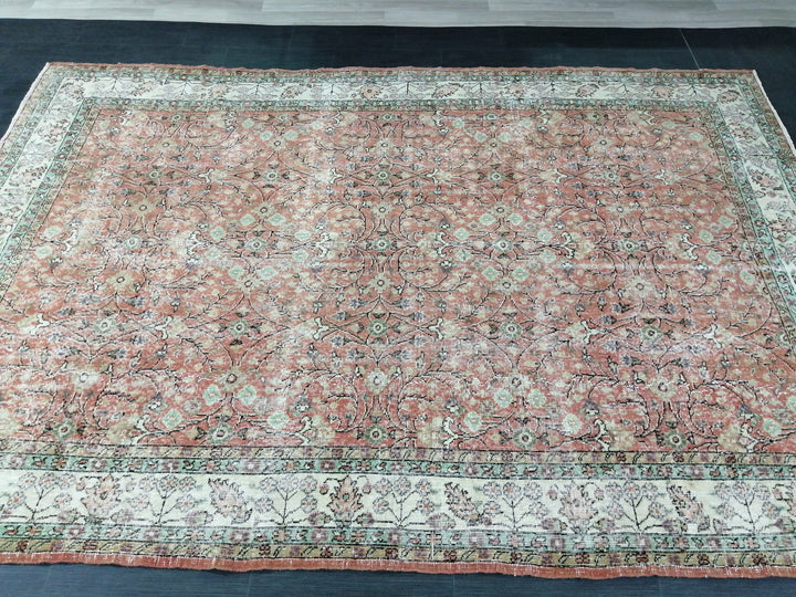 Turkish Oushak Rug 7' 1" x 10' 5" Hand-Knotted border