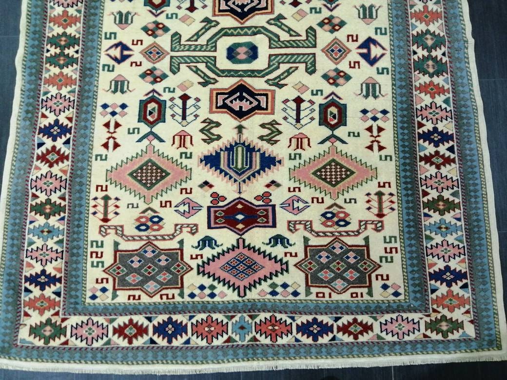 Beige Turkish Runner Rug 5' 1" x 7' Hand-Knotted view 9