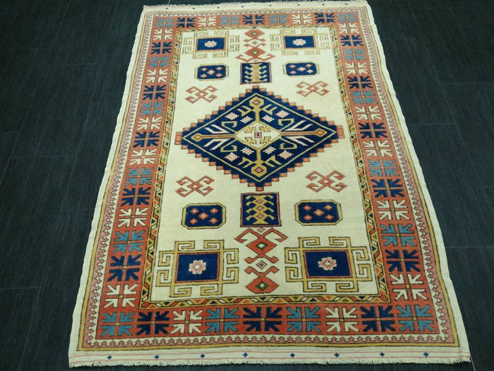 Beige Turkish Runner Rug 3' 7" x 5' 3" Hand-Knotted view 9