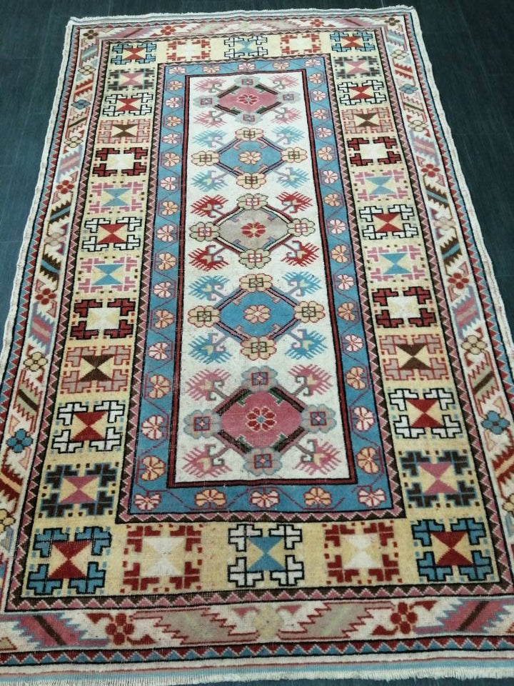 Rust Turkish Runner Rug 3' 11" x 6' 5" Hand-Knotted detail