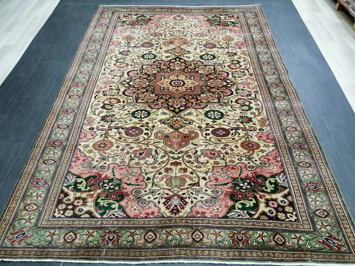 Beige Turkish Oushak Rug 6' 6" x 9' 8" Hand-Knotted view