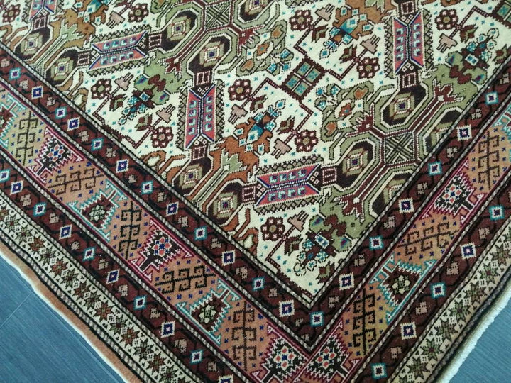 Beige Turkish Oushak Rug 6' 4" x 9' 4" Hand-Knotted field