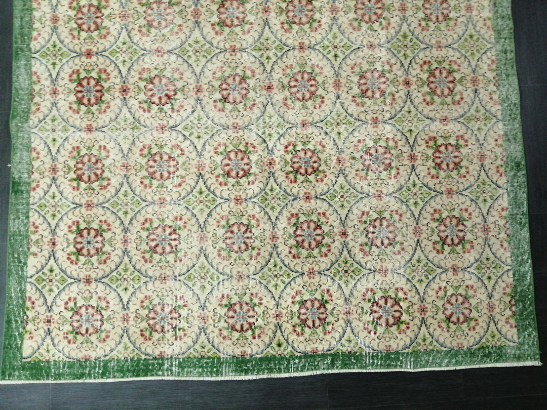 Green Turkish Oushak Rug 6' 5" x 9' 6" Hand-Knotted | No. WR96834