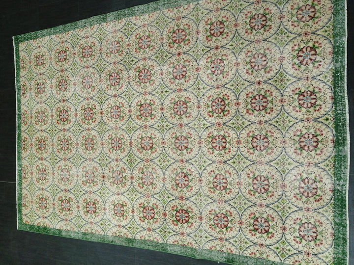 Green Turkish Oushak Rug 6' 5" x 9' 6" Hand-Knotted | No. WR96834