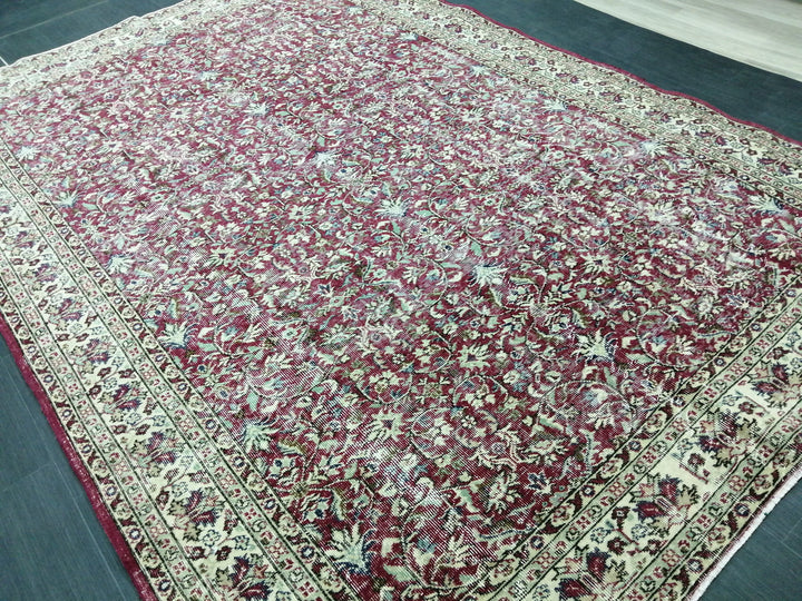 Tan Turkish Runner Rug 6' 9" x 9' 9" Hand-Knotted