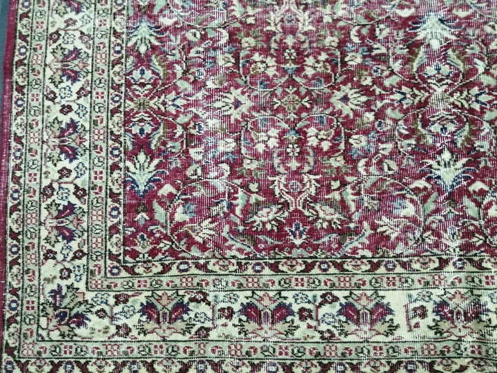 Tan Turkish Runner Rug 6' 9" x 9' 9" Hand-Knotted reverse
