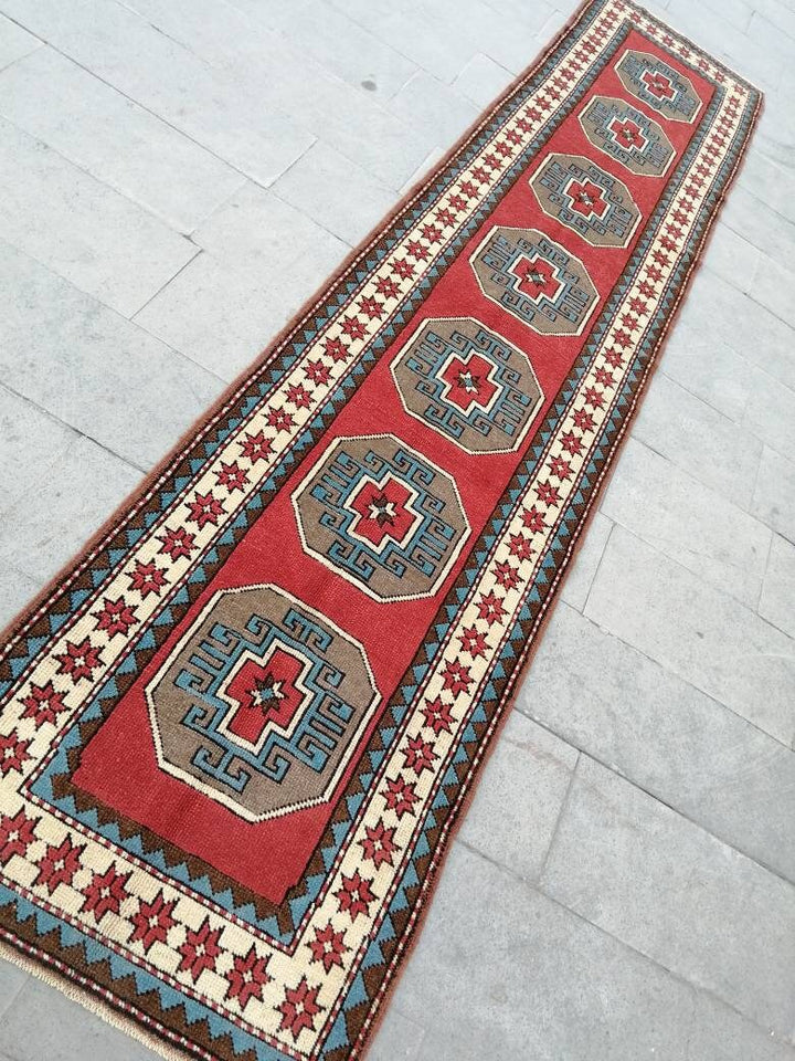 Beige Turkish Runner Rug 2' 10" x 13' 2" Hand-Knotted view 9