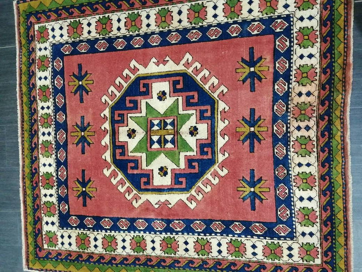 Beige Turkish Runner Rug 5' 2" x 5' 8" Hand-Knotted texture