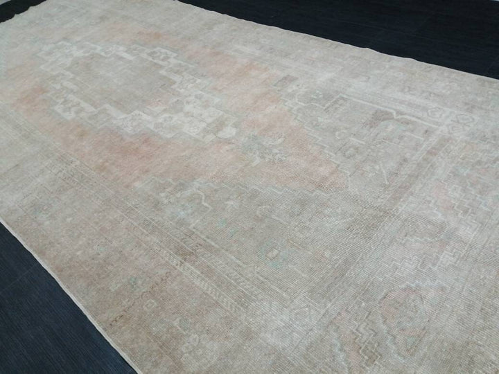 Beige Turkish Runner Rug 5' 3" x 10' 9" Hand-Knotted