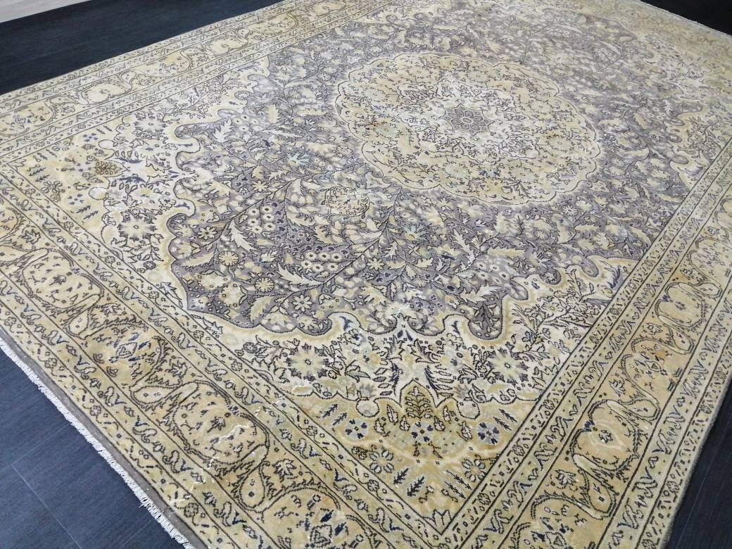 Beige Turkish Runner Rug 6' 6" x 9' 11" Hand-Knotted