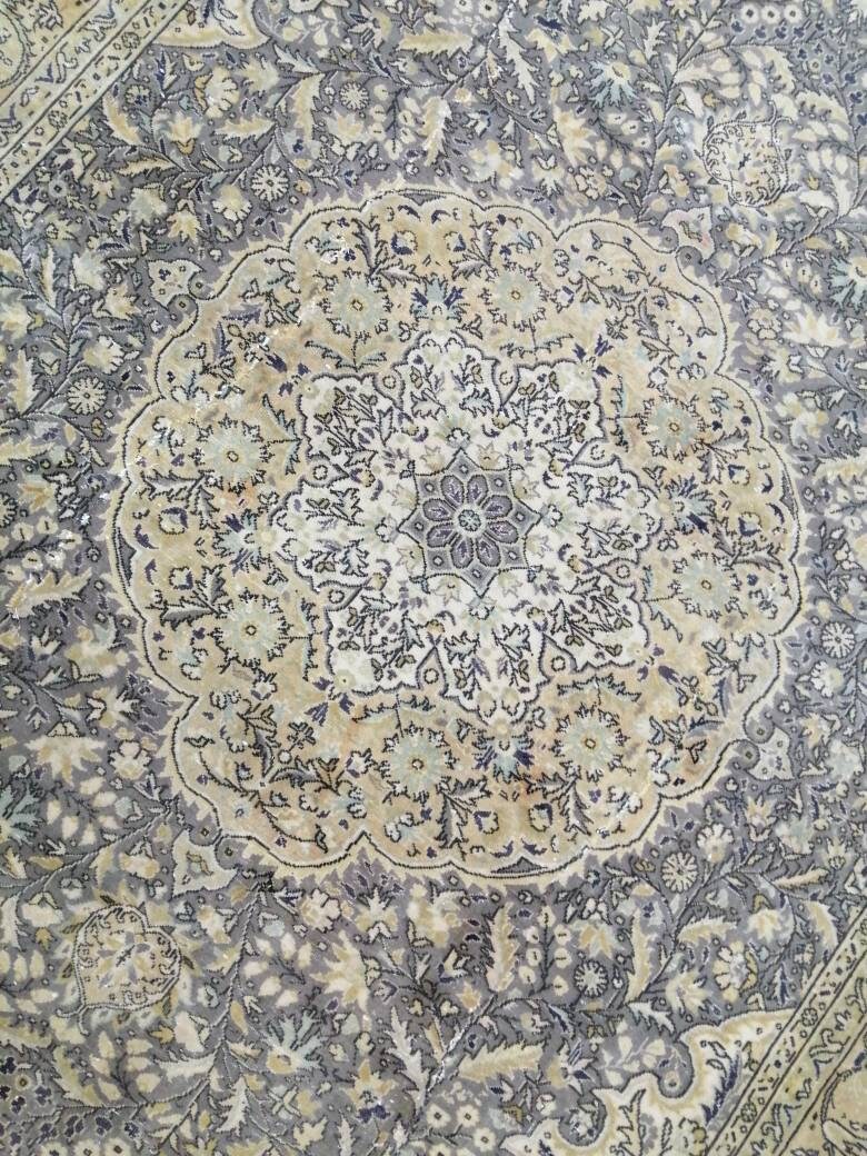 Beige Turkish Runner Rug 6' 6" x 9' 11" Hand-Knotted pattern