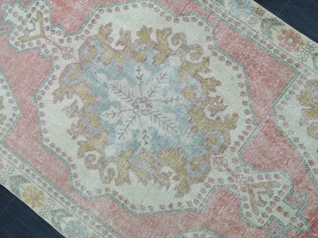 Tan Turkish Runner Rug 3' 11" x 7' Hand-Knotted field