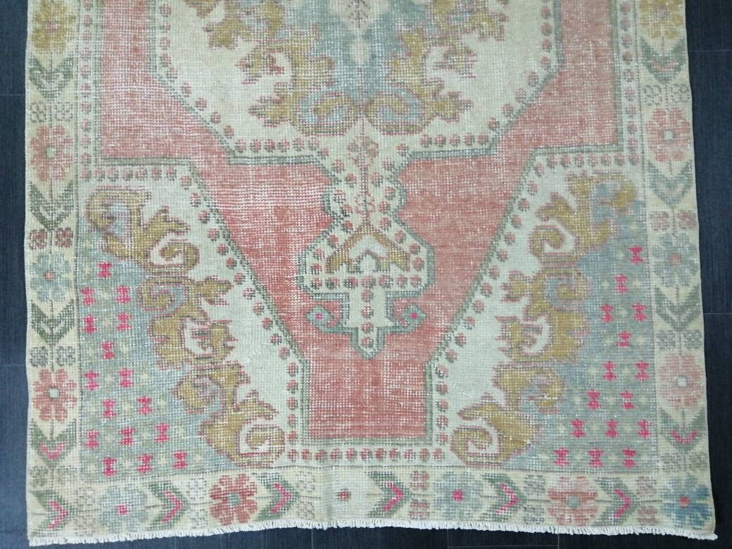 Tan Turkish Runner Rug 3' 11" x 7' Hand-Knotted pattern