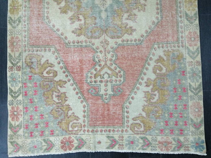 Tan Turkish Runner Rug 3' 11" x 7' Hand-Knotted pattern