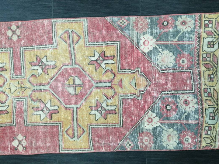 Beige Turkish Runner Rug 2' 6" x 7' 3" Hand-Knotted field