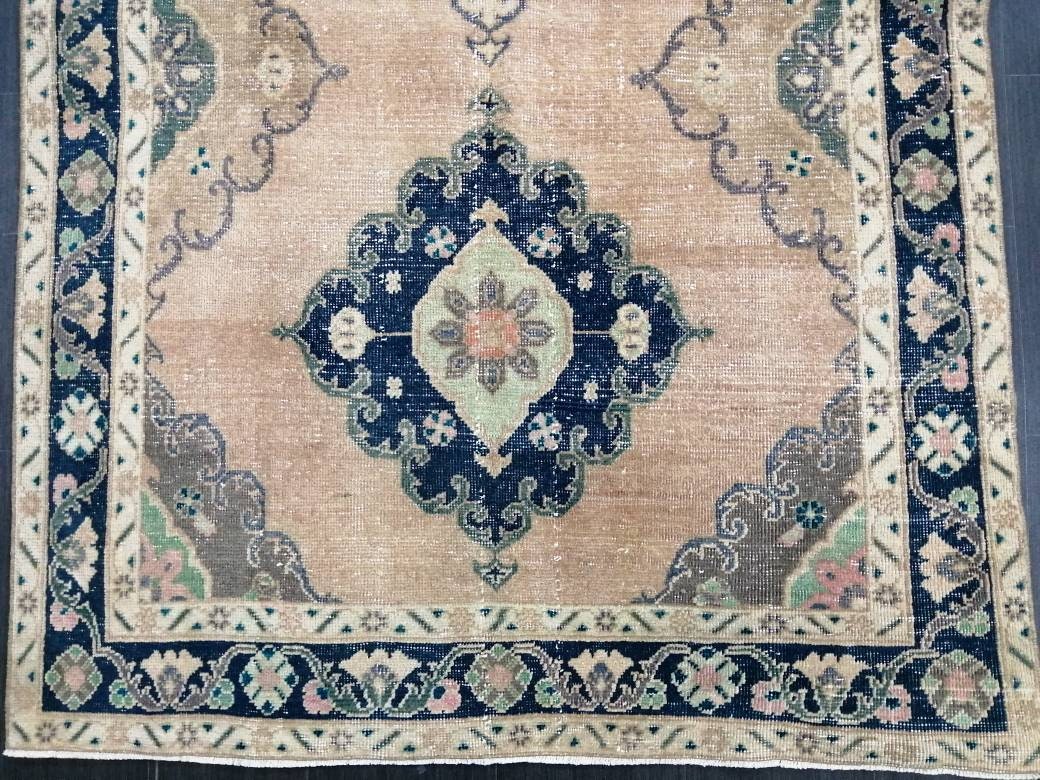 Beige Turkish Runner Rug 4' 6" x 10' 3" Hand-Knotted reverse