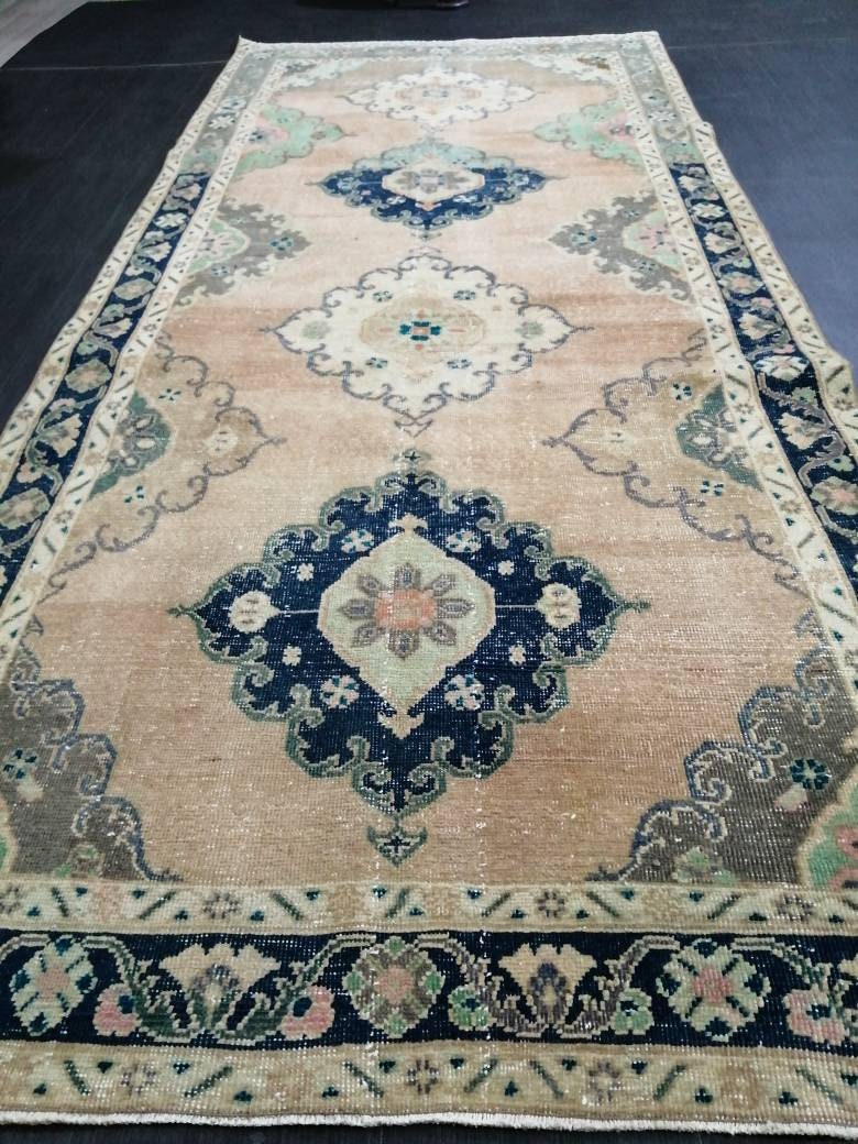 Beige Turkish Runner Rug 4' 6" x 10' 3" Hand-Knotted view