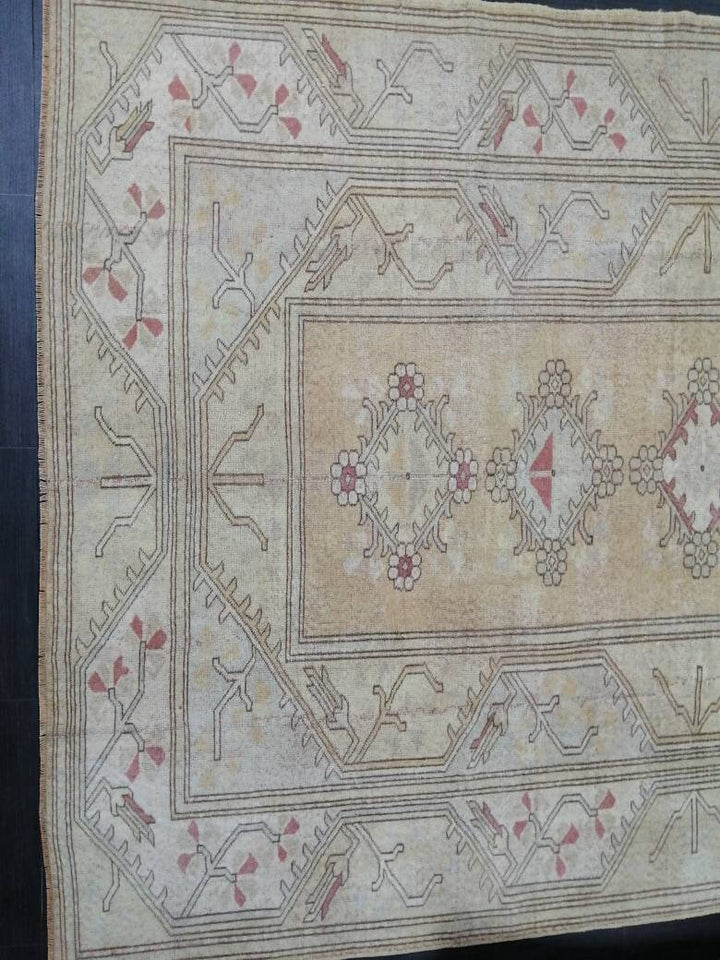 Beige Turkish Oushak Rug 6' 9" x 9' 6" Hand-Knotted view 9