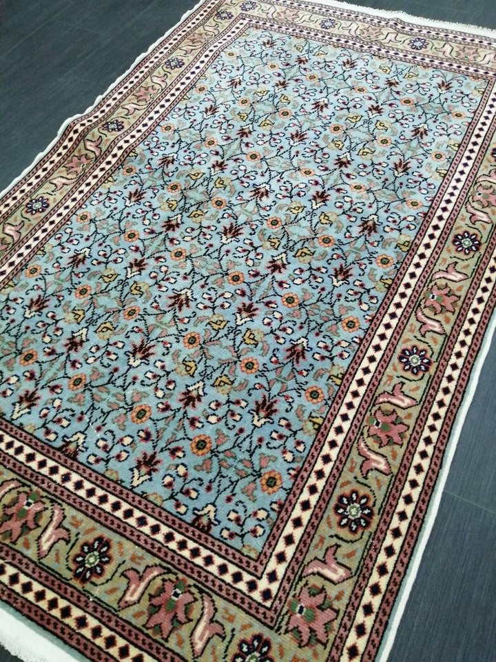Blue Turkish Runner Rug 3' 5" x 4' 7" Hand-Knotted | No. WR32745