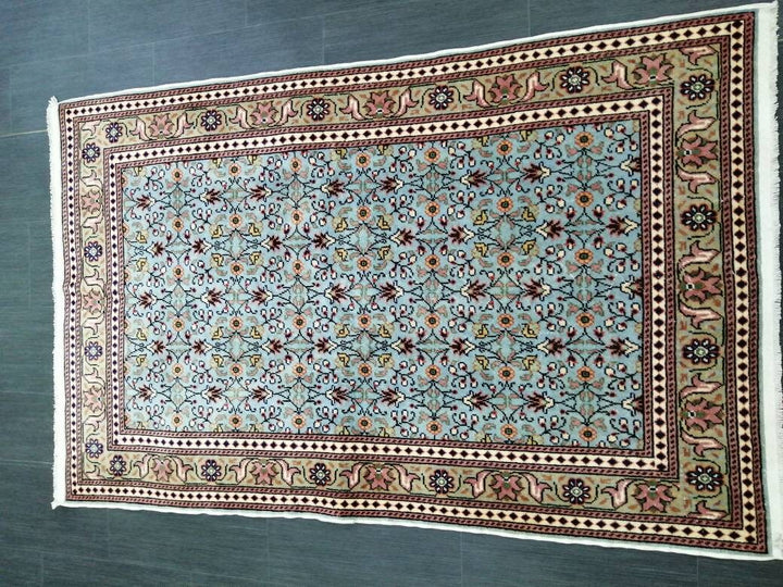 Blue Turkish Runner Rug 3' 5" x 4' 7" Hand-Knotted | No. WR32745