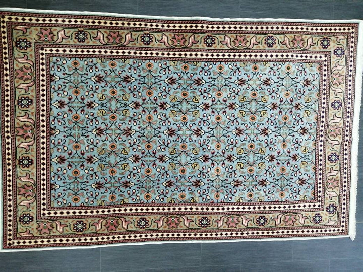 Blue Turkish Runner Rug 3' 5" x 4' 7" Hand-Knotted | No. WR32745