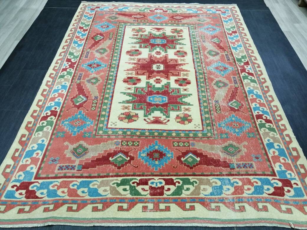 Beige Turkish Runner Rug 6' 9" x 9' 1" Hand-Knotted view