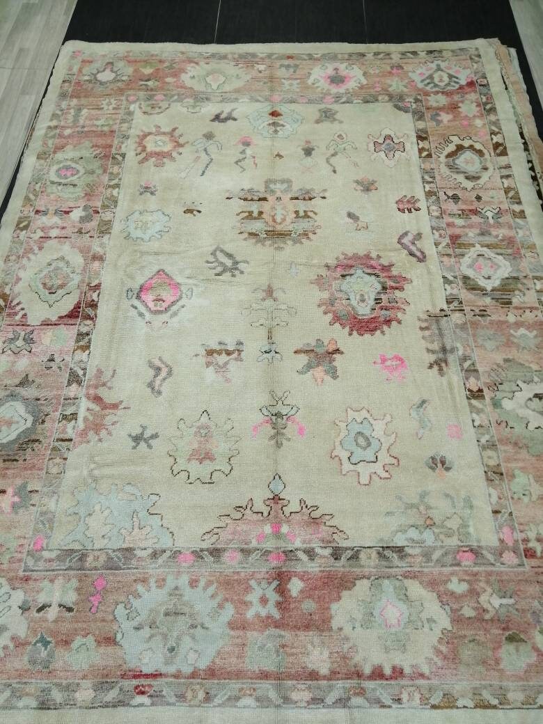 Turkish Oushak Rug 9' x 12' 2" Hand-Knotted view 9