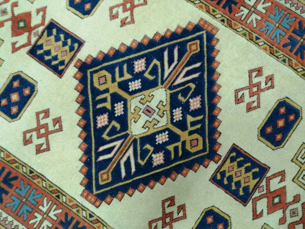 Beige Turkish Runner Rug 3' 7" x 5' 3" Hand-Knotted view