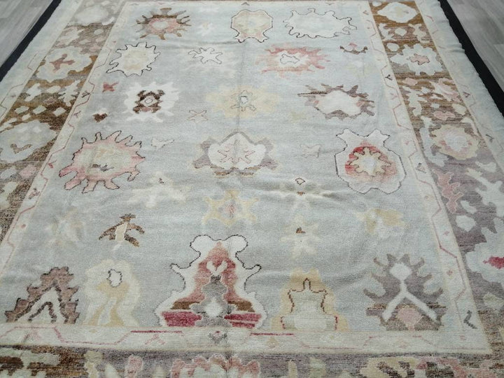 Turkish Oushak Rug 9' 3" x 11' 4" Hand-Knotted detail