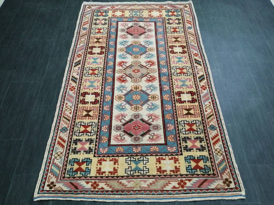 Rust Turkish Runner Rug 3' 11" x 6' 5" Hand-Knotted reverse