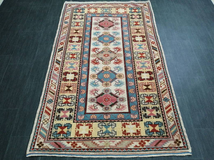 Rust Turkish Runner Rug 3' 11" x 6' 5" Hand-Knotted reverse