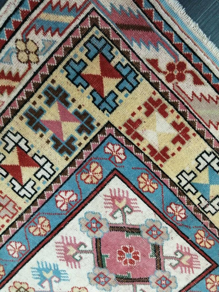Rust Turkish Runner Rug 3' 11" x 6' 5" Hand-Knotted close-up