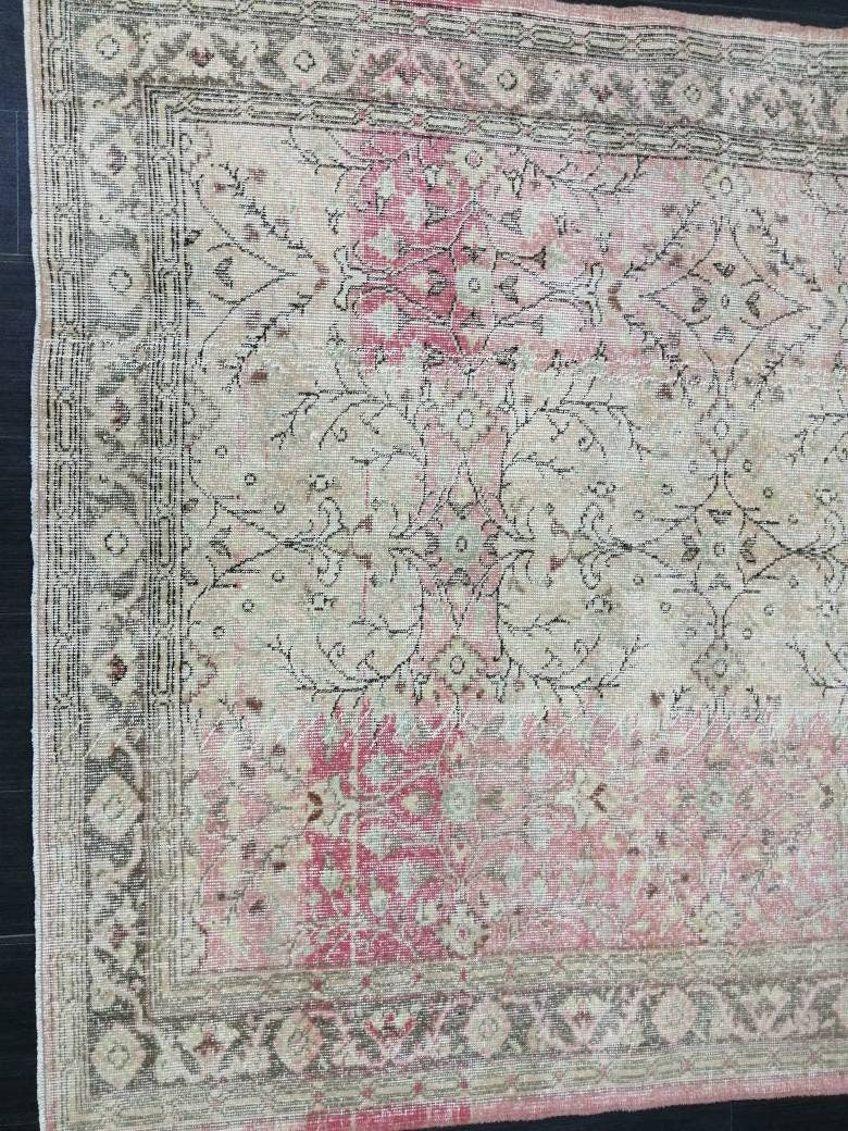 Pink Turkish Oushak Rug 5' 9" x 9' 1" Hand-Knotted texture