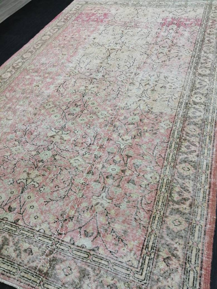 Pink Turkish Oushak Rug 5' 9" x 9' 1" Hand-Knotted detail