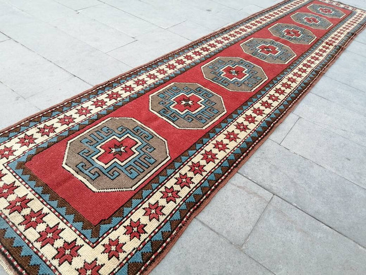 Beige Turkish Runner Rug 2' 10" x 13' 2" Hand-Knotted