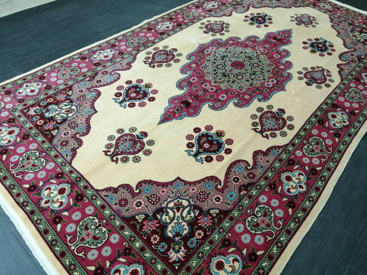 Beige Turkish Oushak Rug 5' 1" x 9' 1" Hand-Knotted