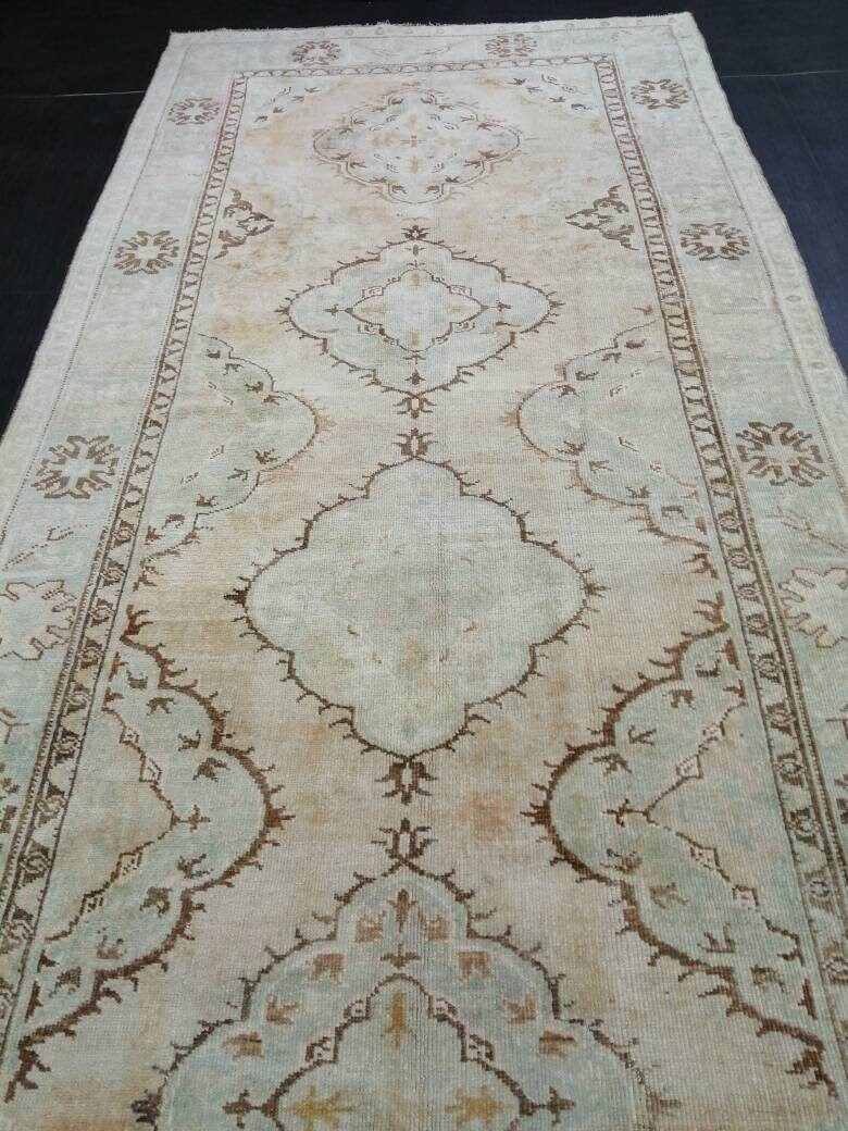 Tan Turkish Runner Rug 4' 11" x 12' 8" Hand-Knotted view