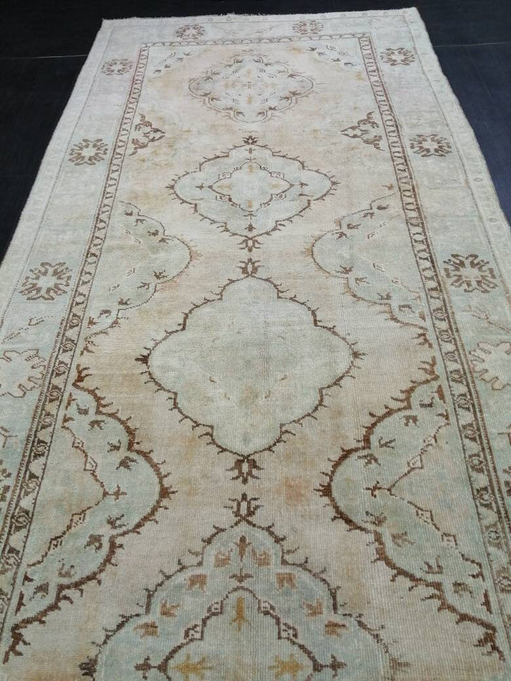 Tan Turkish Runner Rug 4' 11" x 12' 8" Hand-Knotted view