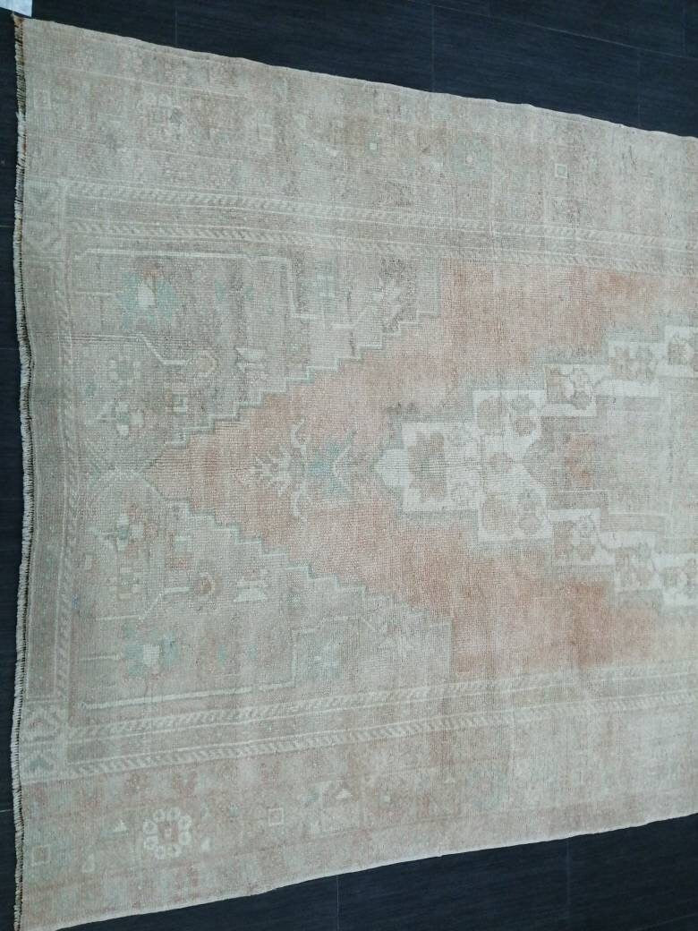Beige Turkish Runner Rug 5' 3" x 10' 9" Hand-Knotted close-up