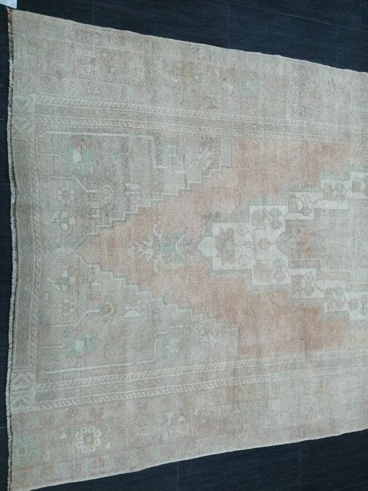 Beige Turkish Runner Rug 5' 3" x 10' 9" Hand-Knotted close-up