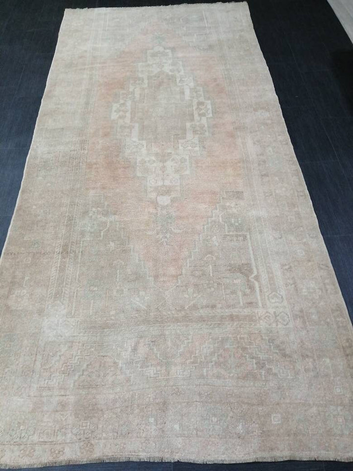 Beige Turkish Runner Rug 5' 3" x 10' 9" Hand-Knotted field