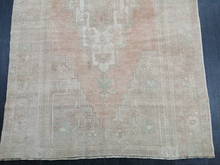 Beige Turkish Runner Rug 5' 3" x 10' 9" Hand-Knotted reverse