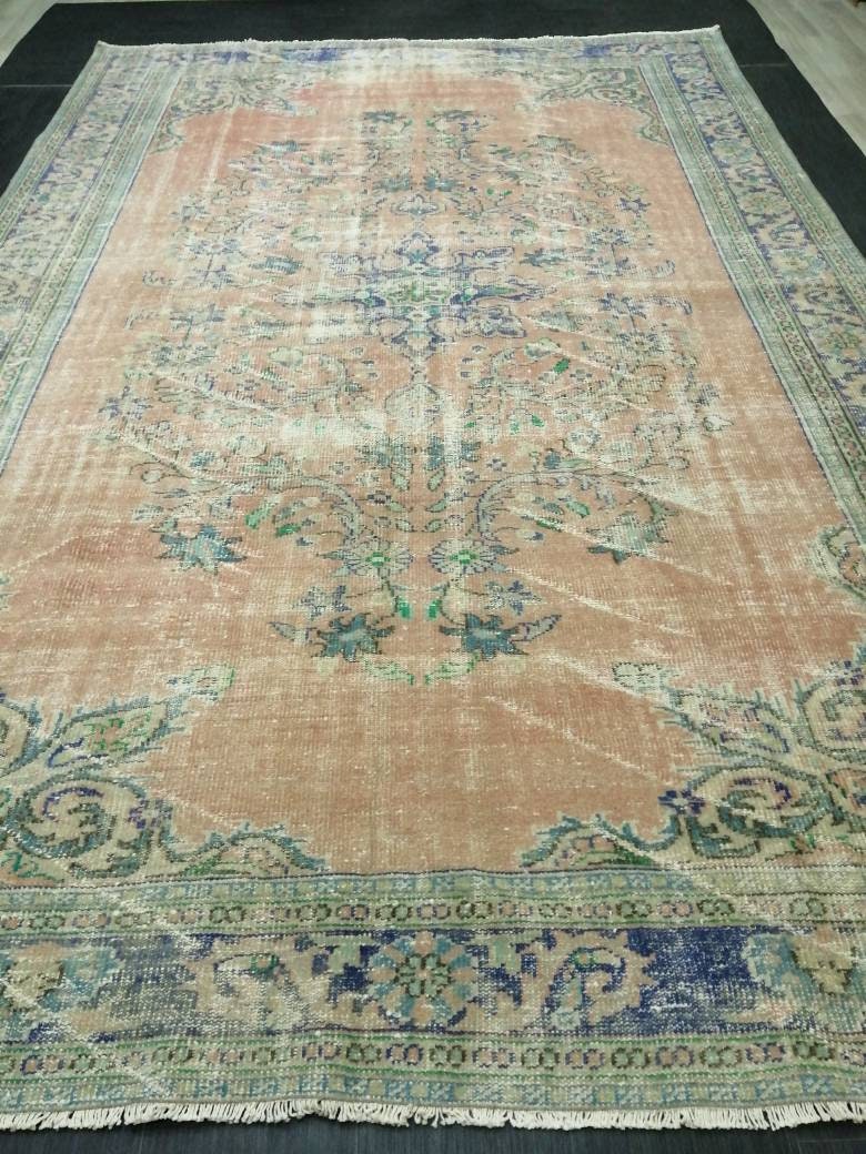 Blue Turkish Oushak Rug 8' x 12' Hand-Knotted | No. WR96437
