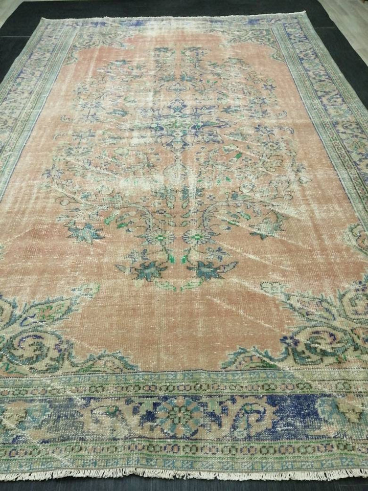 Blue Turkish Oushak Rug 8' x 12' Hand-Knotted | No. WR96437