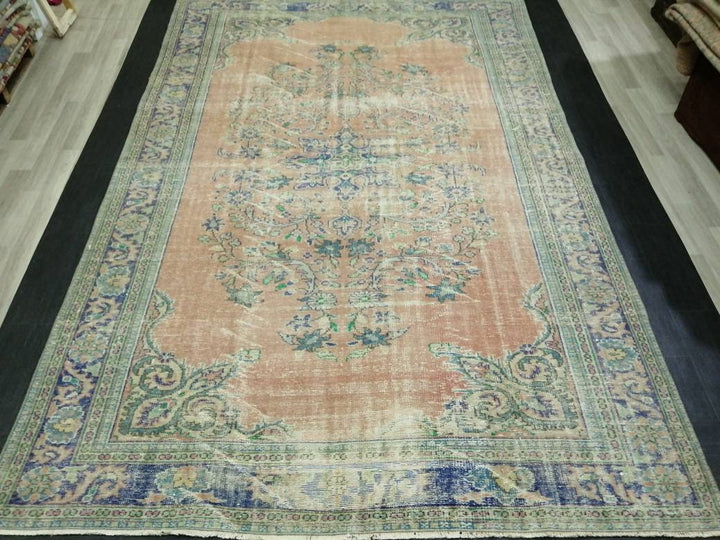 Blue Turkish Oushak Rug 8' x 12' Hand-Knotted | No. WR96437