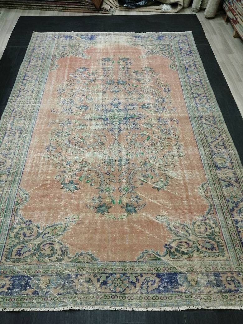 Blue Turkish Oushak Rug 8' x 12' Hand-Knotted | No. WR96437