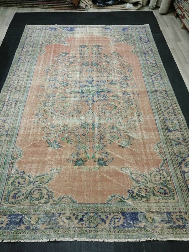 Blue Turkish Oushak Rug 8' x 12' Hand-Knotted | No. WR96437